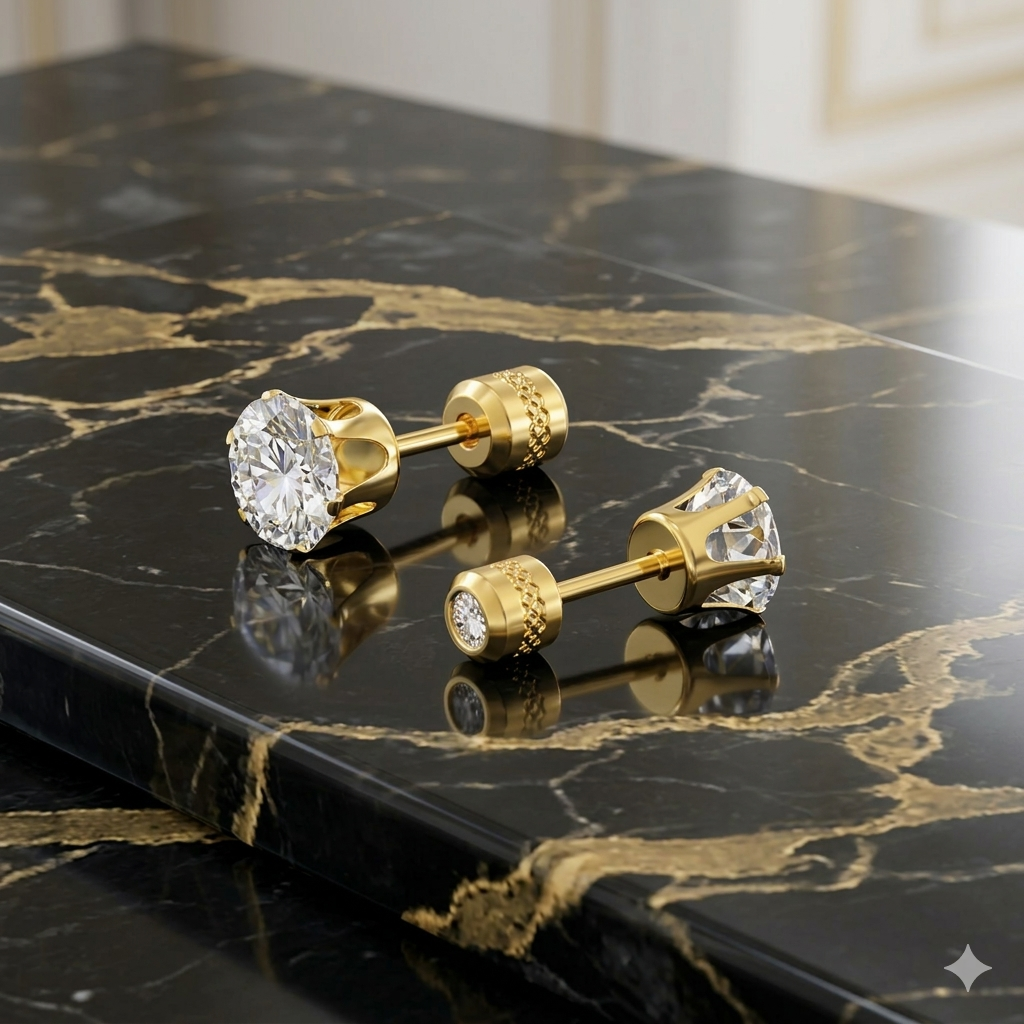 Unisex Zircon Studs Earrings (Double sided Diamonds)