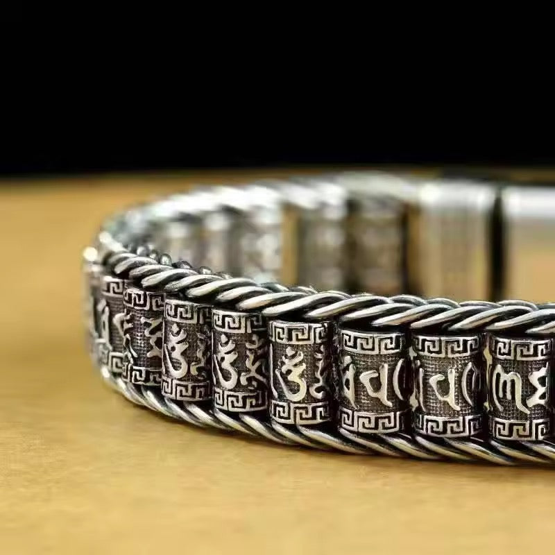 Retro Hip Hop Style Bracelet six Characters Mantra