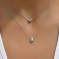 Double Layer Necklace with Circular Love Pendant