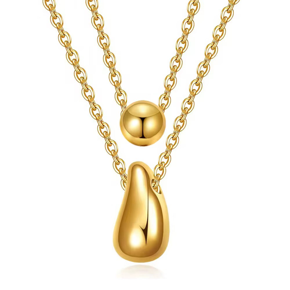 Double Layer Necklace with Circular Love Pendant