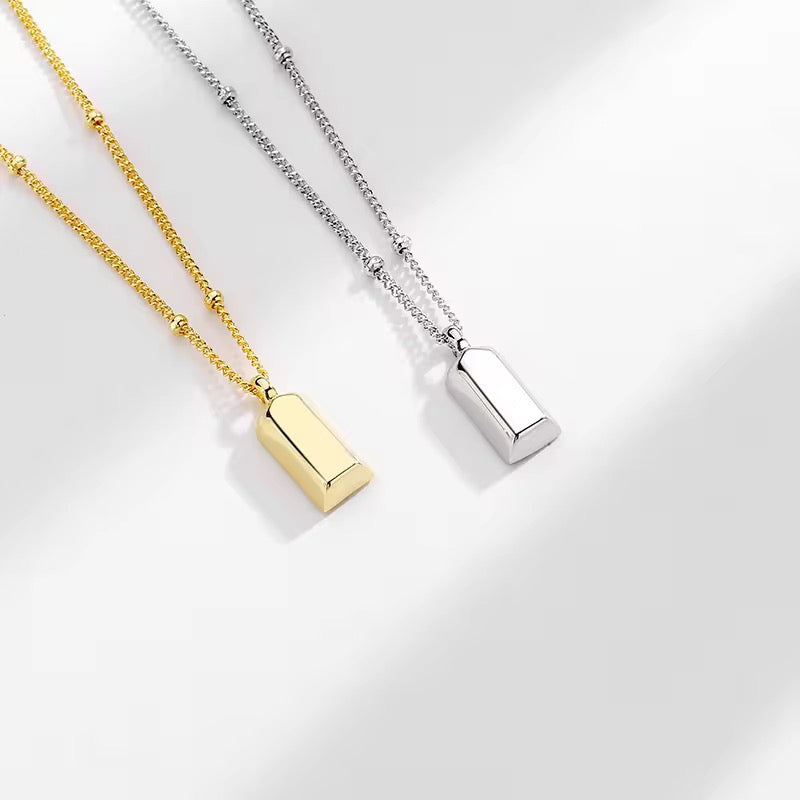 Rectangle Bar Pendant with Necklace