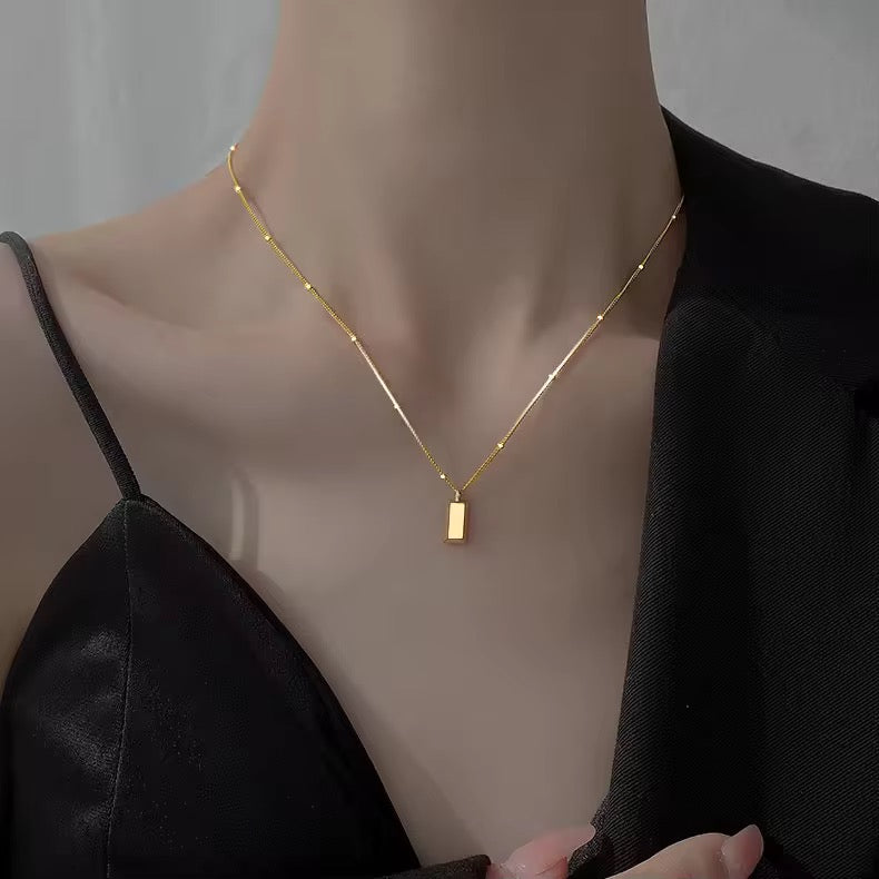 Rectangle Bar Pendant with Necklace
