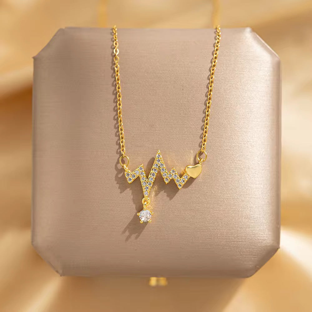 ECG Heart Clavicle Necklace