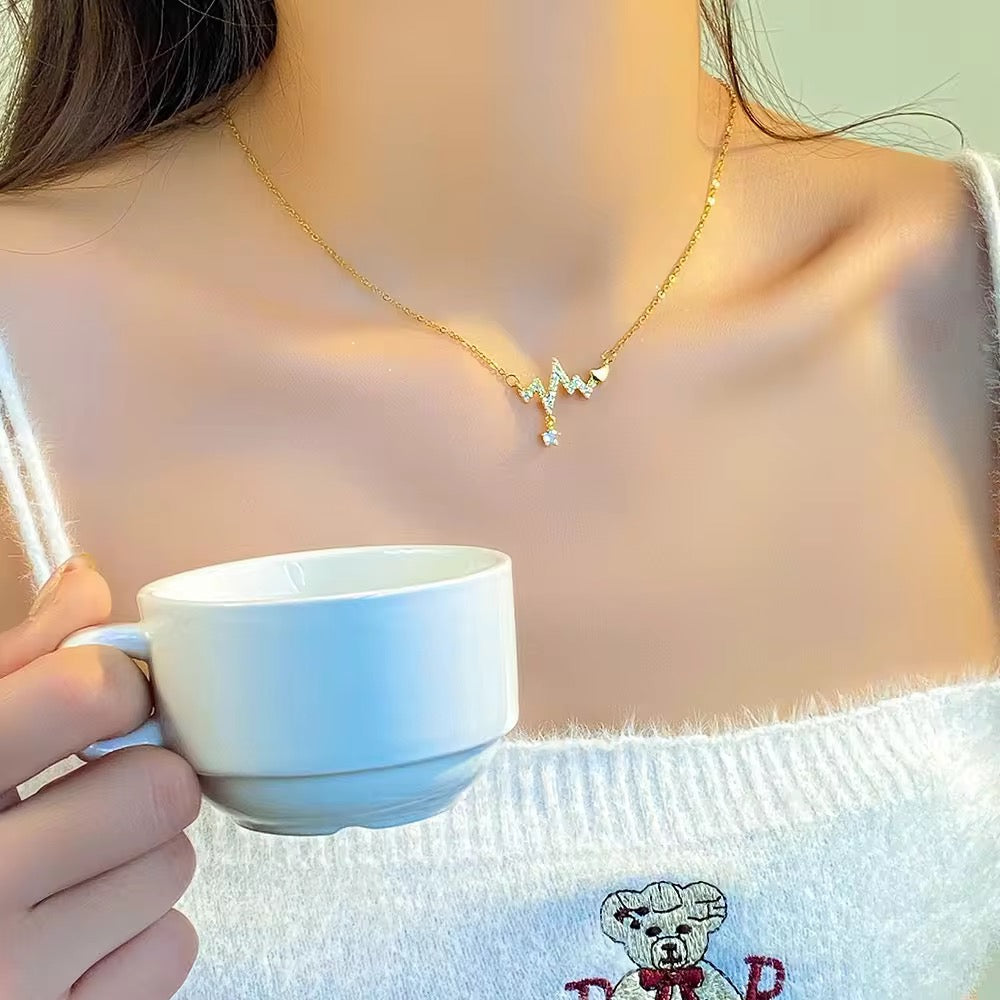 ECG Heart Clavicle Necklace