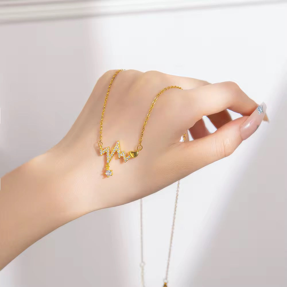 ECG Heart Clavicle Necklace