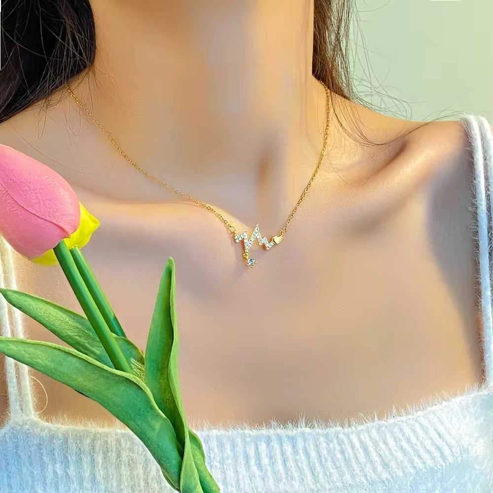 ECG Heart Clavicle Necklace