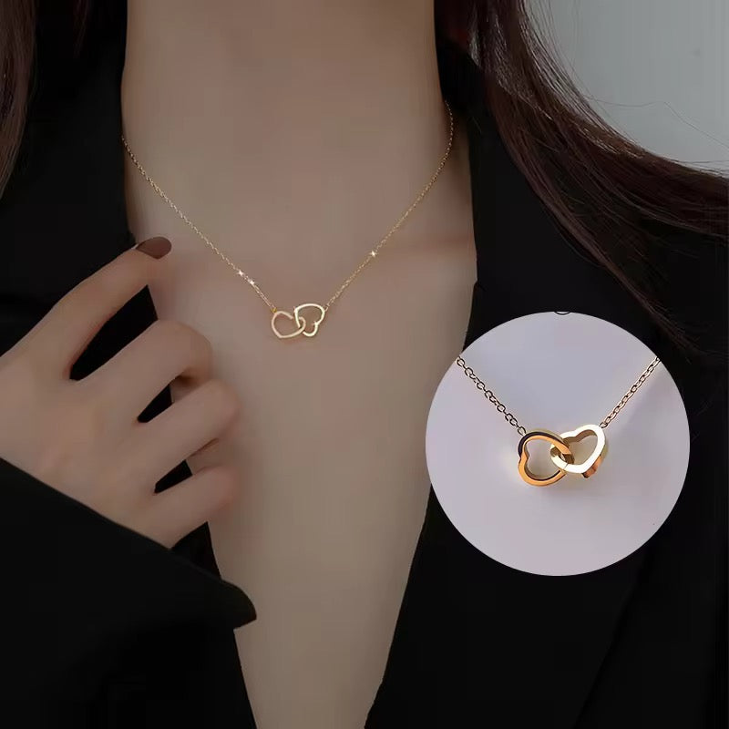 Double Heart Lock Pendant Chain