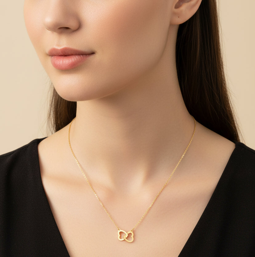 Double Heart Lock Pendant Chain