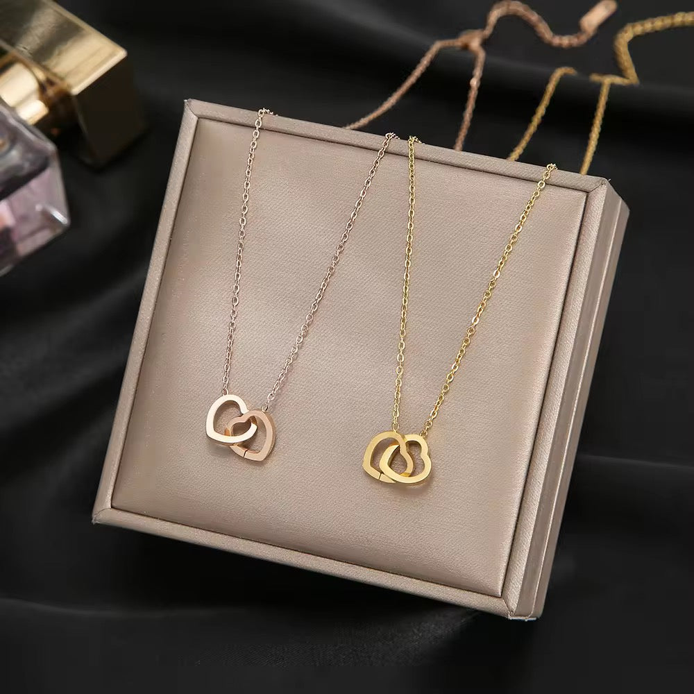 Double Heart Lock Pendant Chain