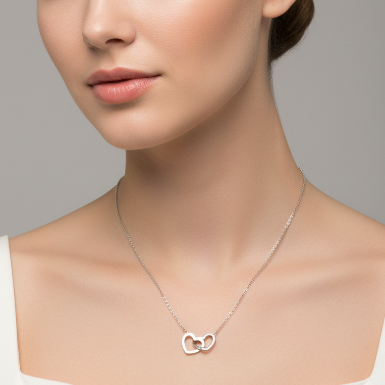 Double Heart Lock Pendant Chain