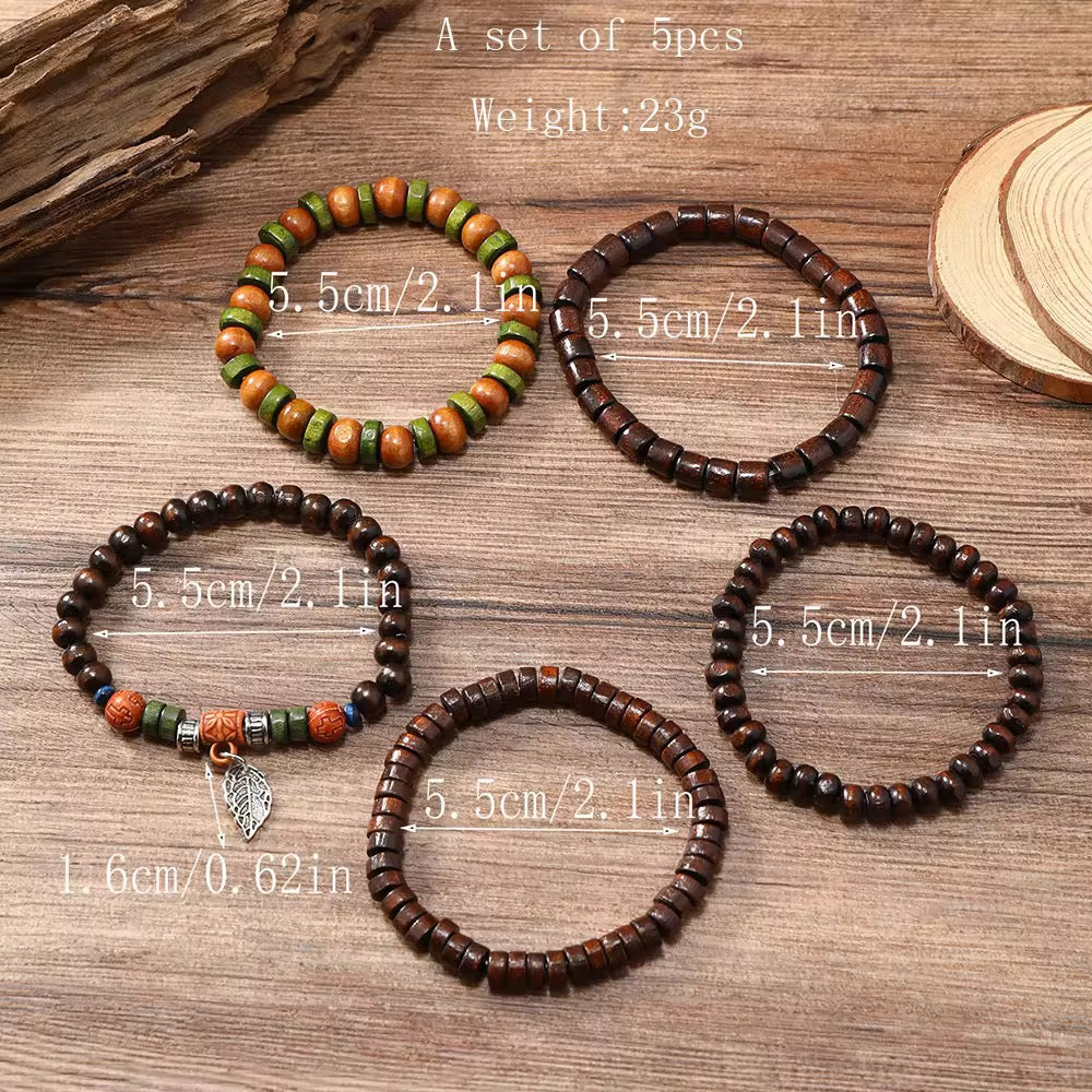 Five Piece Wood Bracelet